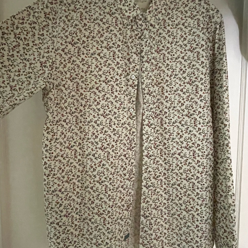 Denim & Flower Cream and Brown Floral Men's Shirt L